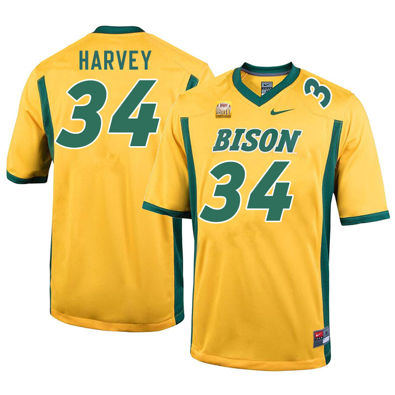 Men #34 Jonathan Harvey North Dakota State Bison College Football Jerseys Stitched-Yellow